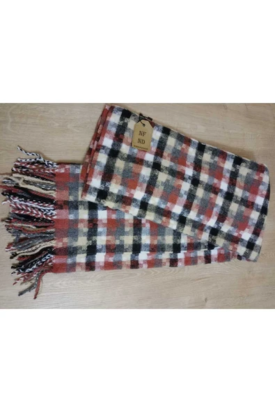 Omuz Şalı Atkı , Kare Desenli , Renkli , Yumuşak, Kışlık , Sıcak 80 X 160 - Resim 2