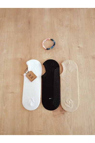 BABET ÇORAP GÖRÜNMEZ ÇORAP SPOR YOGA PİLATES SNEAKERS KAYMAZ SİLİKON TABAN 36-40 BEYAZ - Resim 6