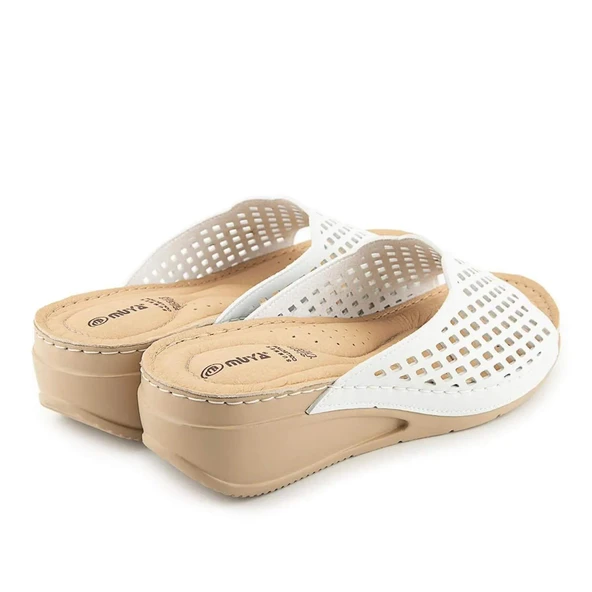 Muya Brosa 35209 Anatomik Kadın Terlik Beyaz - Resim 4