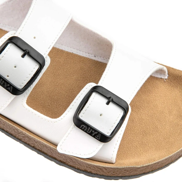 Muya Yuna 31032 Anatomik Taban Kadın Terlik Beyaz - Resim 3