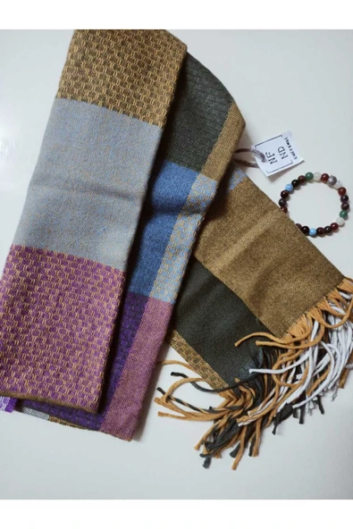 Omuz Şalı , Desenli , Renkli , Yumuşak, Kışlık , Sıcak 80 X 160 - Resim 6