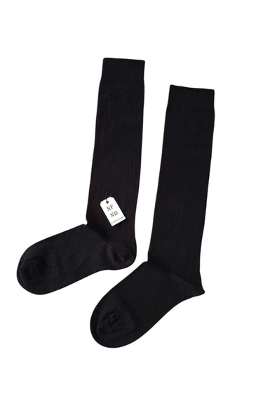 ANNE ÇORABI DİZALTI LÜX KALİTELİ PAMUKLU BURUN DİKİŞSİZ SIKMAYAN LASTİK ESNEK KADIN ÇORAP SİYAH - Resim 5