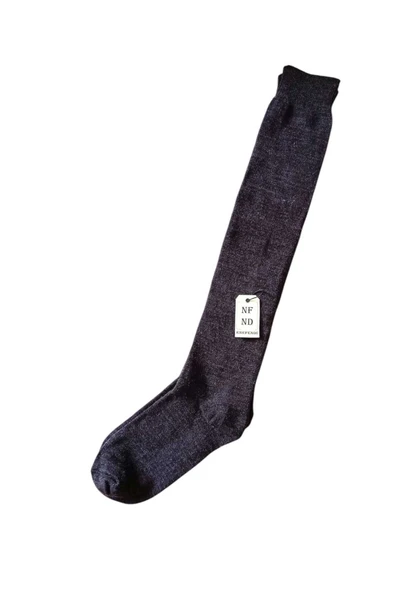 Anne Çorabı Dizaltı Kalın Sıcak Likralı Esnek Yünlü Kadın Çorap Rahat Uzun 36-40 Füme - Resim 2