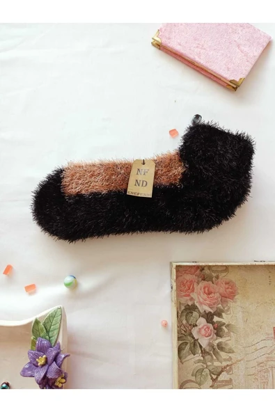 2 ÇİFT TÜYLÜ KIŞLIK TERMAL ÇORAP DİKİŞSİZ PELUŞ PATİK MOR VİZON ERKEK KADIN EV-PARTİ ÇORABI 36-41 - Resim 3