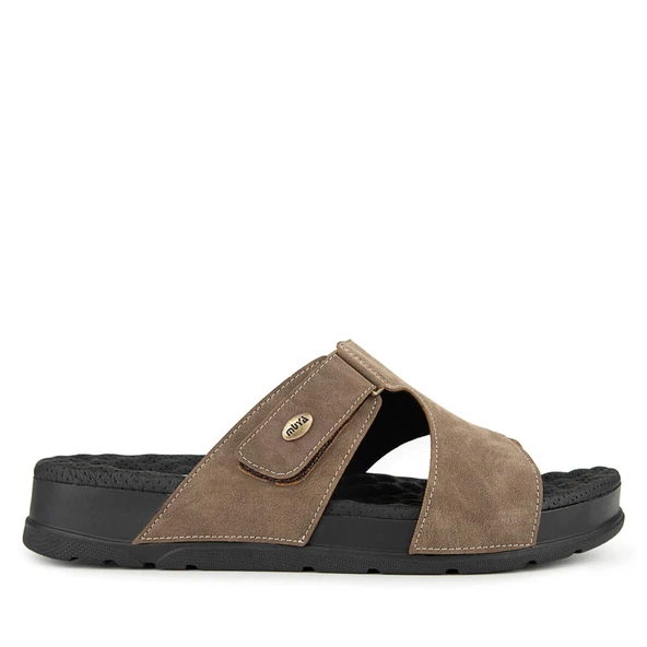 Muya Orka Anatomik Topuk Dik. Masaj Taban Erkek Terlik Vizon - Resim 2