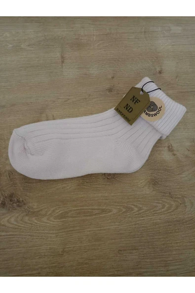 Yünlü Çorap Soket Fitilli Kadın Bot Çorabı, Kalın Kışlık Kokulu Uçukpembe Yılbaşı Çorabı - Resim 6