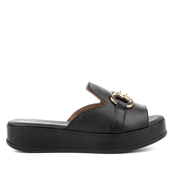 Hush Puppies Asan 624219 Hakiki Deri Kadın Terlik Siyah - Resim 2