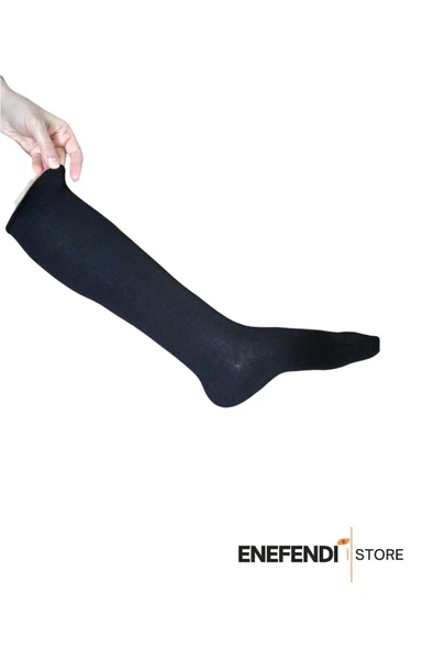 ANNE ÇORABI 2ÇİFT DİZALTI LÜX KALİTELİ PAMUKLU BURUN DİKİŞSİZ SIKMAYAN LASTİK KADIN ÇORAP SİYAH - Resim 2