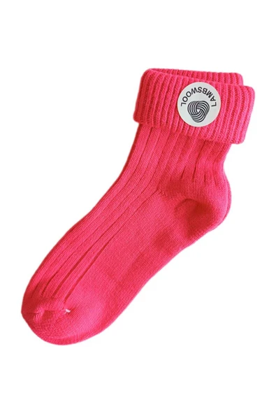 Yünlü Çorap Soket Fitilli Erkek Unısex Kadın Bot Çorabı, Kalın Kışlık Kokulu Fuşya Yılbaşı Çorabı - Resim 2