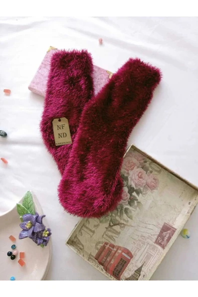 3 ÇİFT TÜYLÜ KIŞLIK TERMAL PATİK DİKİŞSİZ EV-PARTİ ÇORABI PEMBE SARI GÜLKURU 36-41. - Resim 3