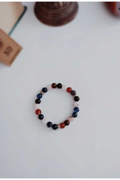 DOĞAL TAŞ BİLEKLİK, AKİK , STRESİ AZALTIR, NEGATİF ENERJİYİ GİDERİR NAZARA KARŞI KORUR ÜÇ SÜS ürün görseli 1