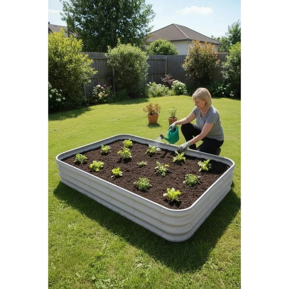 Modüler Yükseltilmiş Bahçe Yatağı Yükseltilmiş Sebze Yatağı No:10 (165X110) Gri ürün görseli