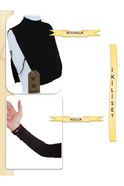 BOYUNLUK KOLLUK İKİLİ SET SİYAH HİJAB TESETTÜR - Resim 4