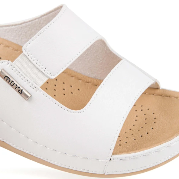 Muya Panna Anatomik Topuk Dikeni Kadın Terlik Beyaz - Resim 5