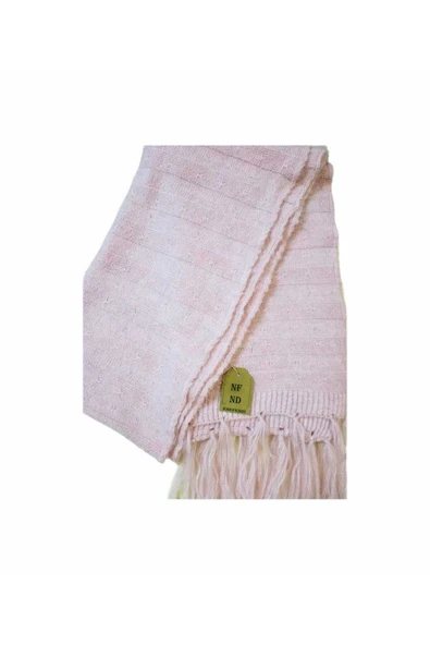 Omuz Şalı Atkı , Örgü , Uçuk Pembe Ters Düz Makina Örgüsü , Yumuşak, Kışlık , Sıcak 55 X 195 - Resim 3