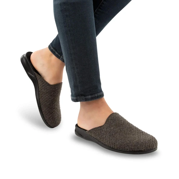 Muya Arven 31804 Anatomik Erkek Keçe Terlik Kahve - Resim 2