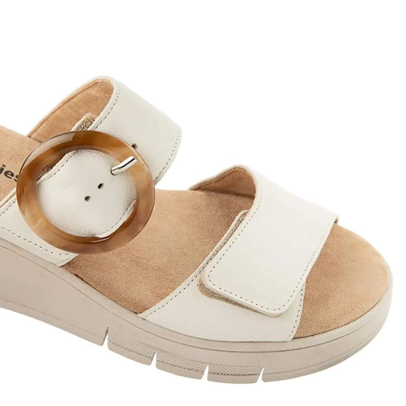 Hush Puppies Pigem 625207 Hakiki Deri Kadın Terlik Krem - Resim 3