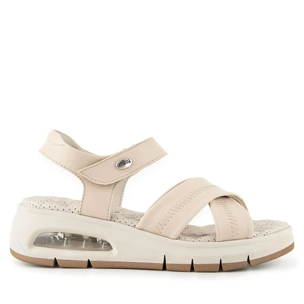 Muya Plivati Airmax Topuk Dik. Memory Foam Kadın Sandalet Krem - Resim 2