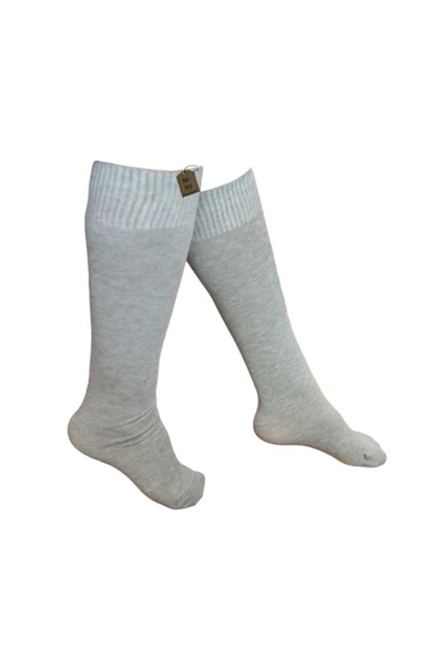 ANNE ÇORABI DİZALTI 240 DEN PAMUKLU DİKİŞSİZ SIKMAYAN LASTİK TOPUKSUZ PANTOLON ÇORAP SATEN DOKU GRİ - Resim 2