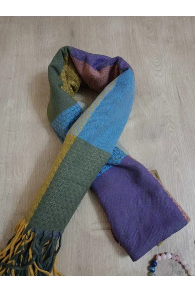 Omuz Şalı , Desenli , Renkli , Yumuşak, Kışlık , Sıcak 80 X 160 - Resim 2