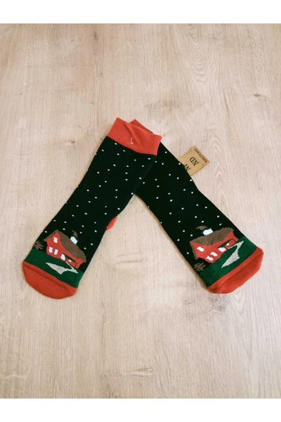 Yılbaşı Konseptli Uzun Içi Havlulu Renkli Çorap Kışlık Yeni Yıl Hediyelik Kadın Çorabı - Resim 2