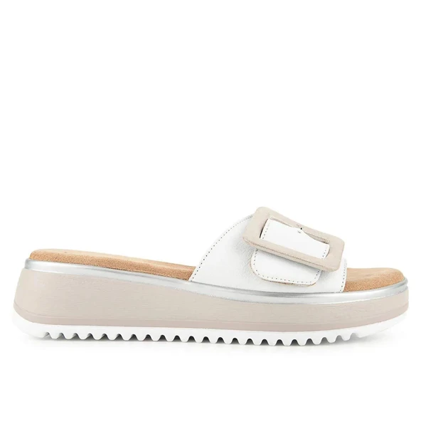 Hush Puppies İcyi 625203 Hakiki Deri Kadın Terlik Beyaz - Resim 2