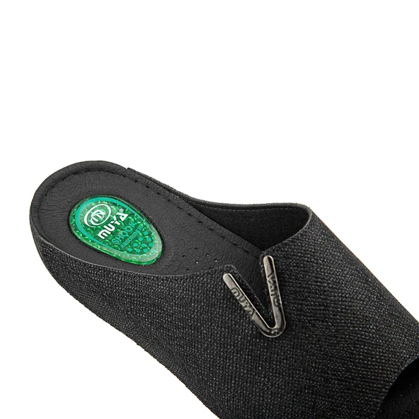 Muya Mena Anatomik Topuk Dikeni Kadın Terlik Full Siyah - Resim 4