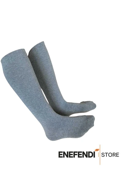 ANNE ÇORABI DİZALTI LÜX KALİTELİ PAMUKLU BURUN DİKİŞSİZ SIKMAYAN LASTİK ESNEK KADIN ÇORAP GRİ - Resim 2