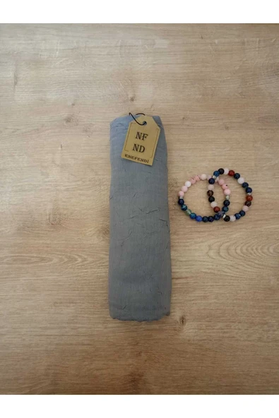 Kadın Bambu Kraş Şal Tesettür Hafif Hijab İnce Ütü Gerektirmez Füme Şal - Resim 2