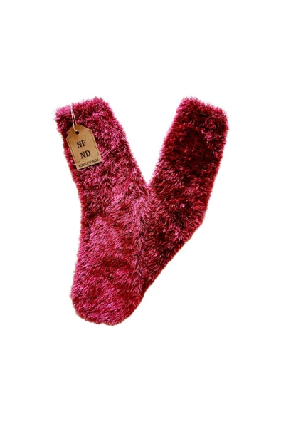 Tüylü Kışlık Termal Çorap Dikişsiz Peluş Şık Rahat Pembe (FUŞYA) Ev-parti Çorabı ürün görseli 1