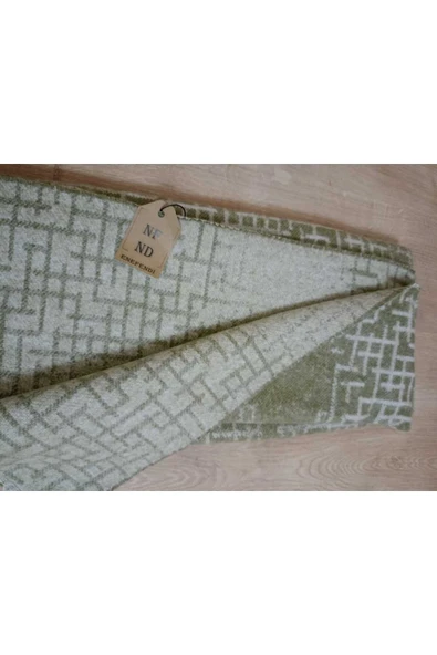 Omuz Şalı - Atkı Yumuşak, Pofidik Yeşil Beyaz Kışlık , Sıcak  45 X 185 - Resim 3