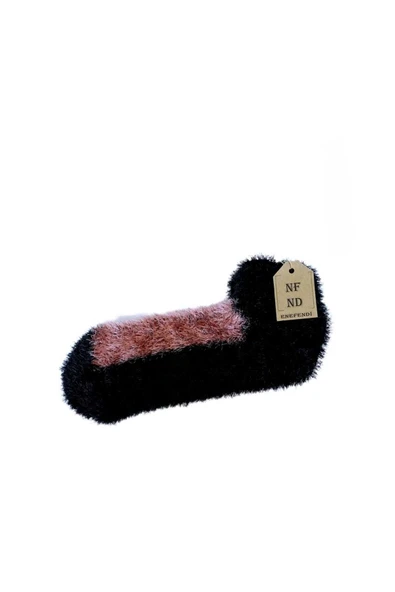Tüylü Kışlık Termal Çorap Dikişsiz Peluş Patik Şık Rahat Siyah Gülkurusu Ev-parti Çorabı ürün görseli
