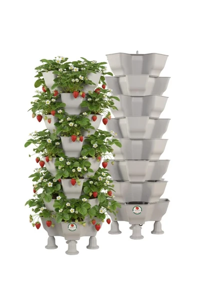 Yonca Bahçe Kulesi - Gri Katlı Saksı ürün görseli 1