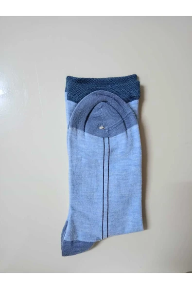 BAMBU DİKİŞSİZ KADIN ÇORABI ŞAPKA DESENLİ MAVİ YUMUŞAK  ÇORAP 36-40 - Resim 2