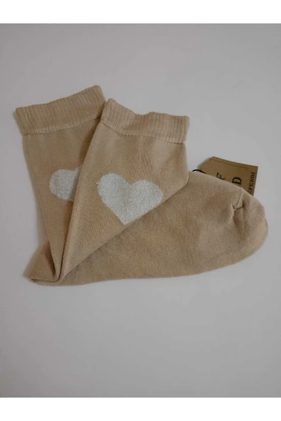 Simli Kalpli Bambu Dikişsiz Yılbaşı Soket Çorabı Yumuşak Kadın Açıkkahve Çorap 36-40 - Resim 2