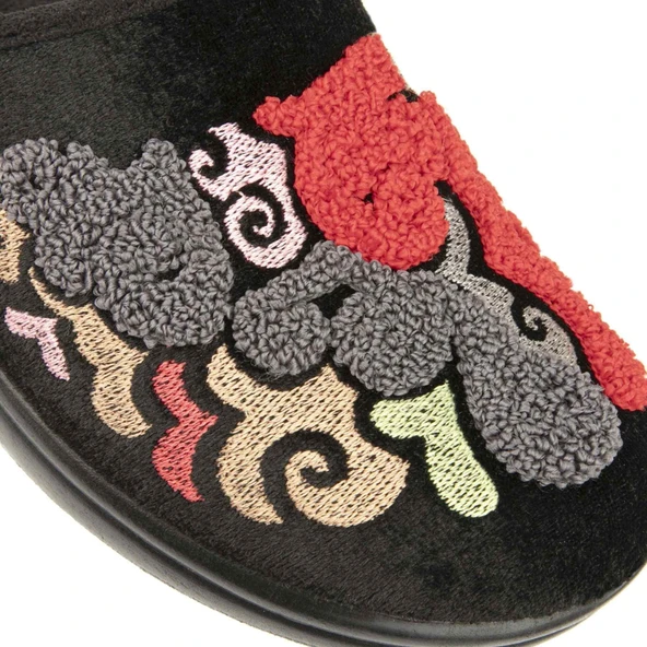 Muya Kastra 31904 Nakışlı Kadın Terlik Siyah - Resim 4