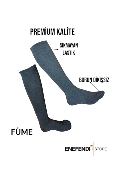 ANNE ÇORABI DİZALTI LÜX KALİTELİ PAMUKLU BURUN DİKİŞSİZ SIKMAYAN LASTİK ESNEK KADIN ÇORAP FÜME ürün görseli 1