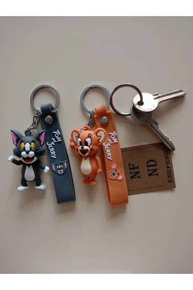 TOM VE JERRY ANAHTARLIK SİLİKON 3D SEVİMLİ KULLANIŞLI ÇİFT ANAHTARLIK 2 ADET - Resim 2