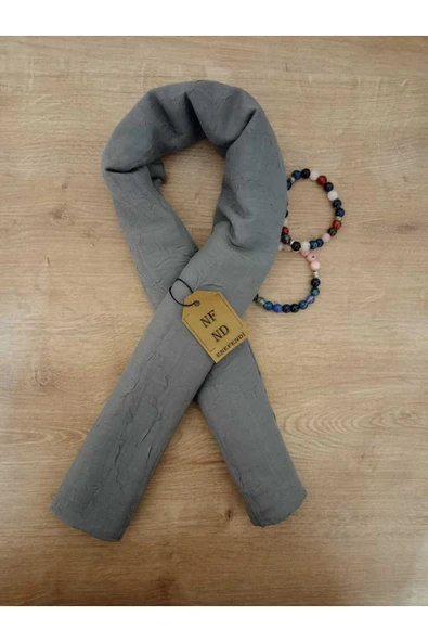 Kadın Bambu Kraş Şal Tesettür Hafif Hijab İnce Ütü Gerektirmez Füme Şal - Resim 3