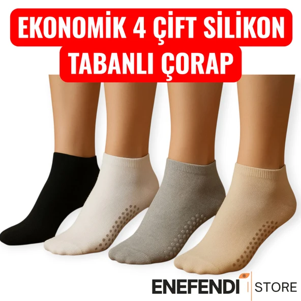 4 Çift Kaydırmaz Unisex Yoga, Pilates, Tavaf Çorabı | Spor Patik Çorap Beyaz|Gri |Siyah |Bej 36-40 ürün görseli 1
