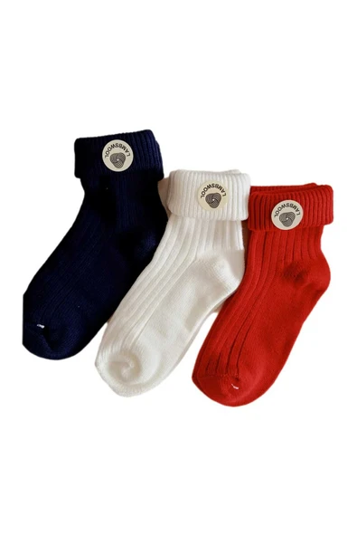 Yünlü Çorap Soket Fitilli Erkek Unısex Kadın Bot Çorabı, Kalın Kışlık Kokulu Lacivert Yılbaşı Çorabı - Resim 3