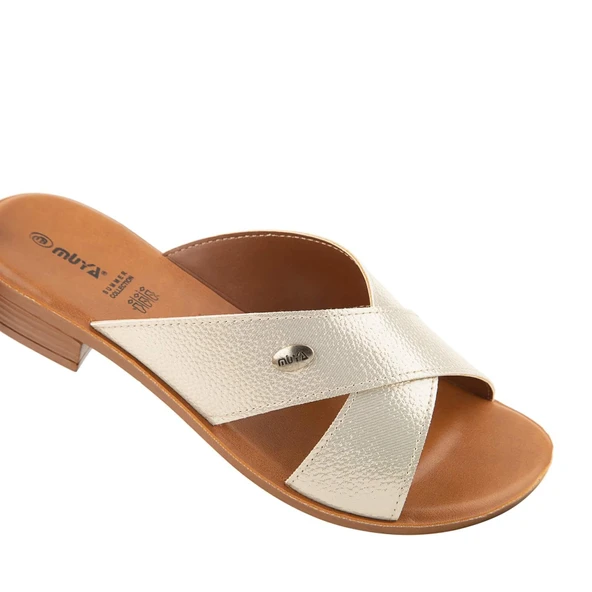 Muya Costa 35004 Kadın Abiye Terlik Altın - Resim 3