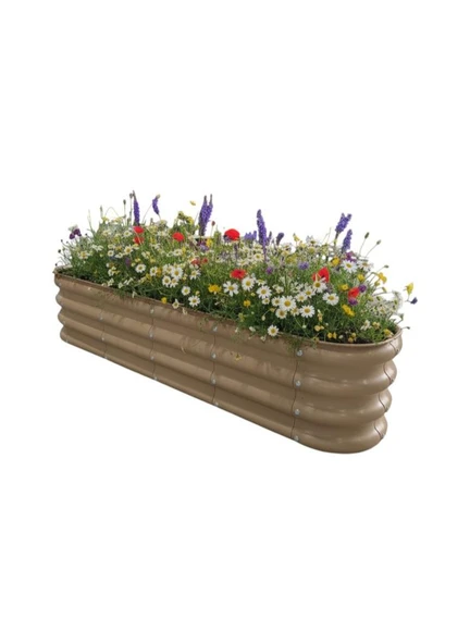 Modüler Yükseltilmiş Bahçe Yatağı Yükseltilmiş Sebze Yatağı Çiçeklik NO:3V2 (140X34) Bej ürün görseli 1