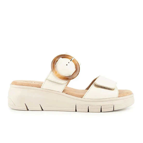 Hush Puppies Pigem 625207 Hakiki Deri Kadın Terlik Krem - Resim 2