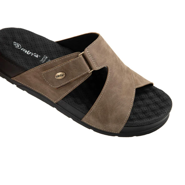 Muya Orka Anatomik Topuk Dik. Masaj Taban Erkek Terlik Vizon - Resim 3