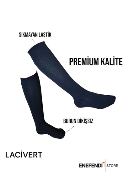 ANNE ÇORABI DİZALTI LÜX KALİTELİ PAMUKLU BURUN DİKİŞSİZ SIKMAYAN LASTİK ESNEK KADIN ÇORAP LACİVERT ürün görseli 1