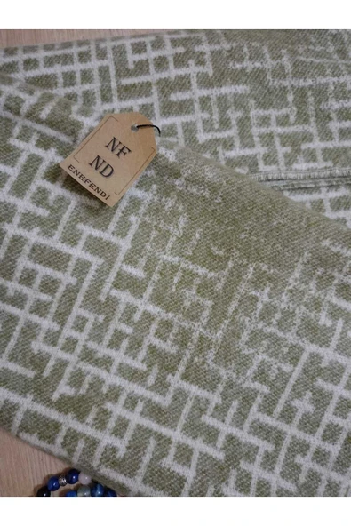 Omuz Şalı - Atkı Yumuşak, Pofidik Yeşil Beyaz Kışlık , Sıcak  45 X 185 - Resim 5