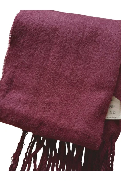 OMUZ ŞALI ATKI YUMUŞAK KALIN POFİDİK KIŞLIK SICAK PÜSKÜLLÜ BORDO 50x185 - Resim 2