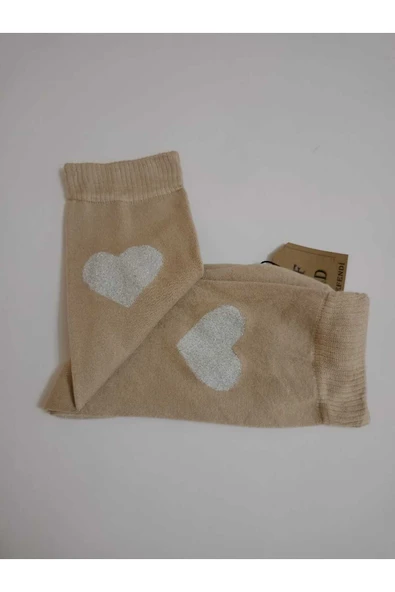 Simli Kalpli Bambu Dikişsiz Yılbaşı Soket Çorabı Yumuşak Kadın Açıkkahve Çorap 36-40 - Resim 3