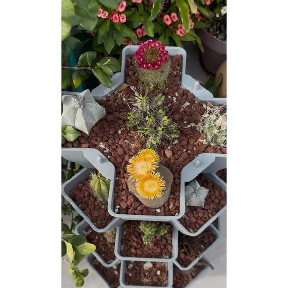 Yonca Bahçe Kulesi - Gri Katlı Saksı - Resim 4